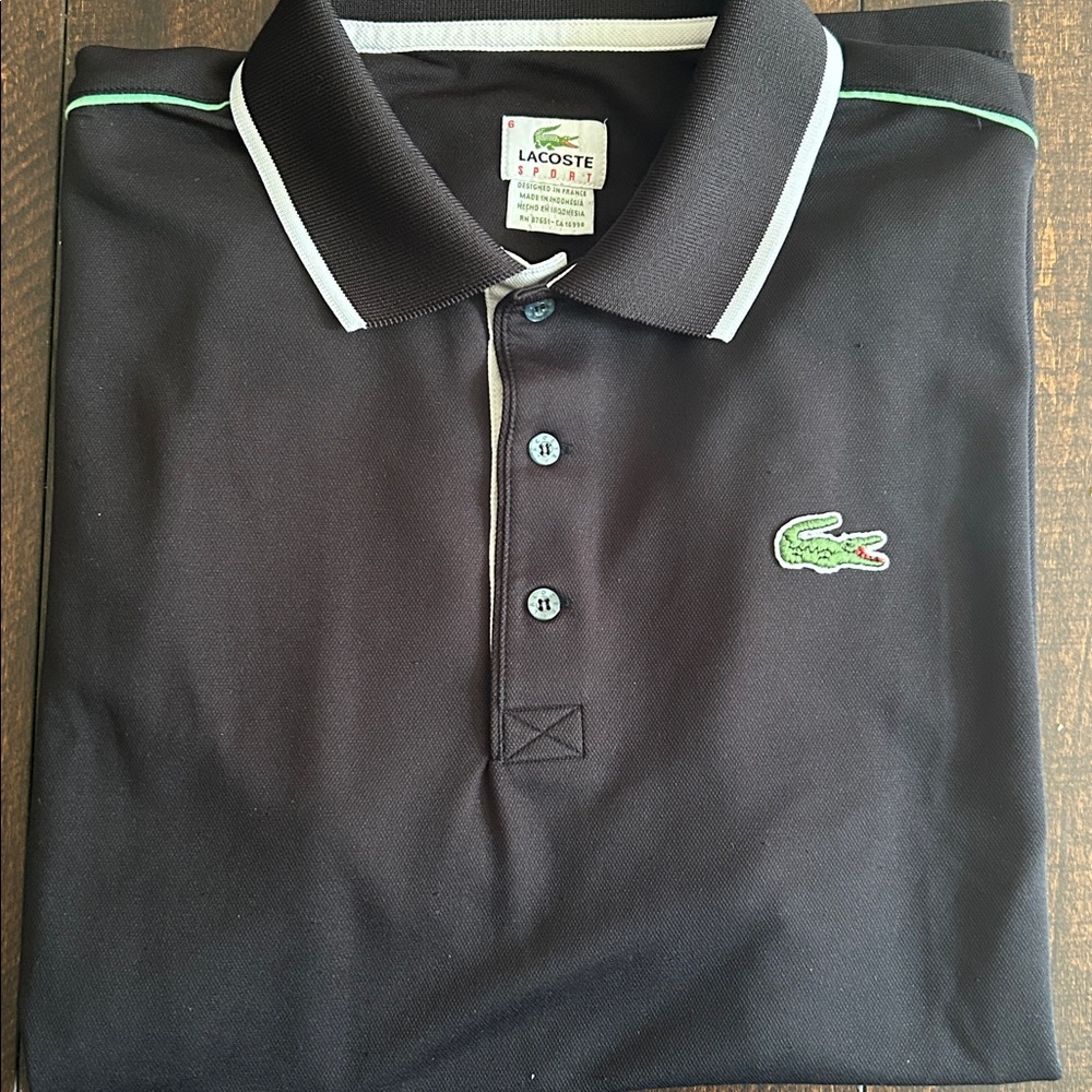Lacoste Men's Polo Shirt in Black with White Trim